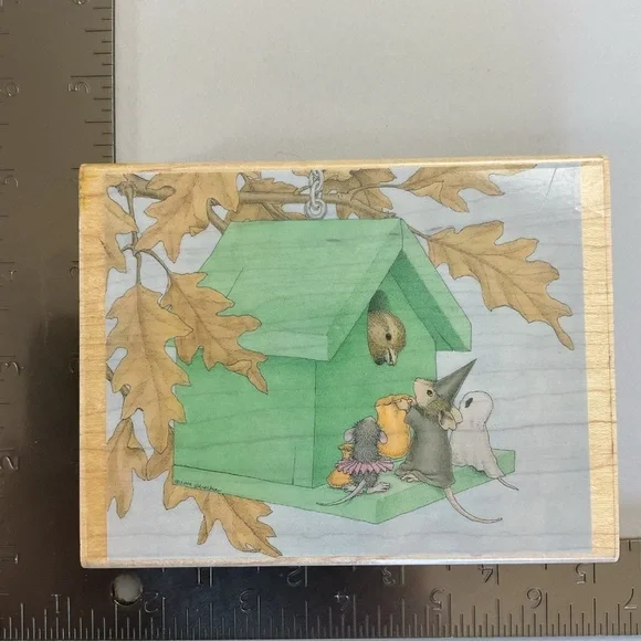 Vintage Tweet Treats for All House Mouse rubber stamp Mudpie Monica Birdhouse - Picture 5 of 5